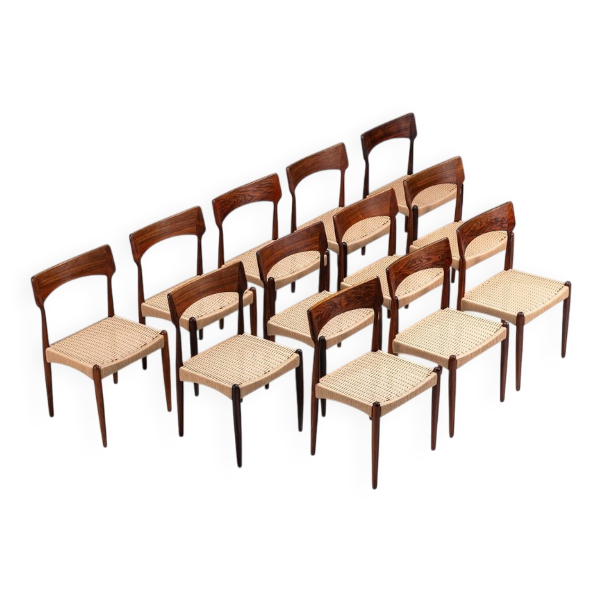 Bernhard Pedersen large set of dining chairs Christian Linnebergs Denmark 1960