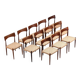 Bernhard Pedersen large set of dining chairs Christian Linnebergs Denmark 1960