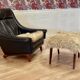 Fauteuil design scandinave Aage Christiansen cuir noir 1950.