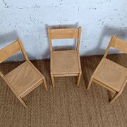 3 brutalist children's chairs from the 1980s in ash.