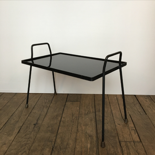Glass and metal auxiliary coffee table