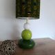 Green totem lamp, vintage afro-pop psychedelic lampshade.