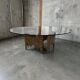 Brutalist handmade coffee table with glass top