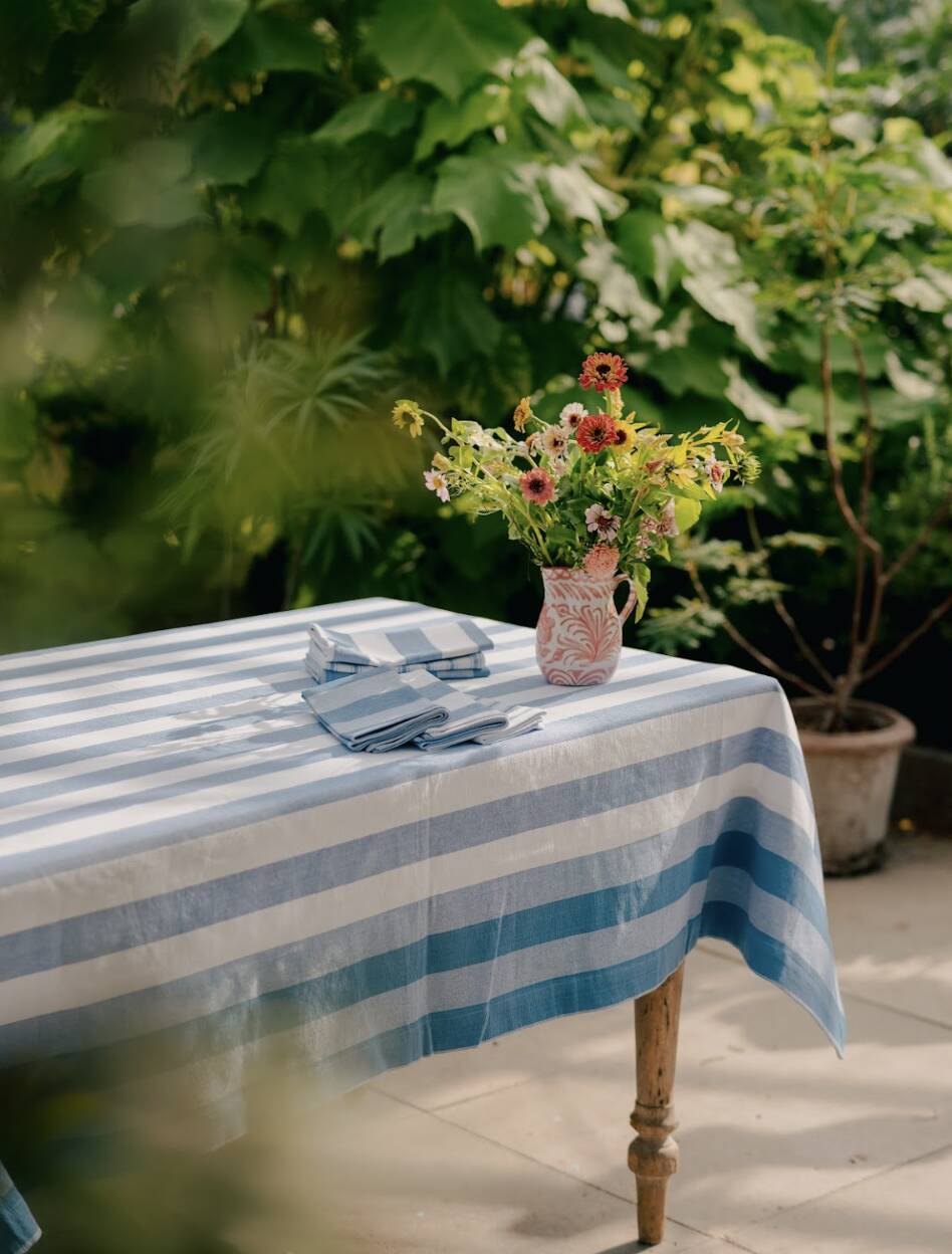 Blue Stripe Tablecloth: 240cm x 170cm