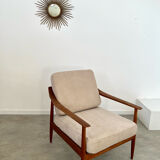 Old vintage teak armchair design Walter Knoll for Knoll Antimott Germany 1960s