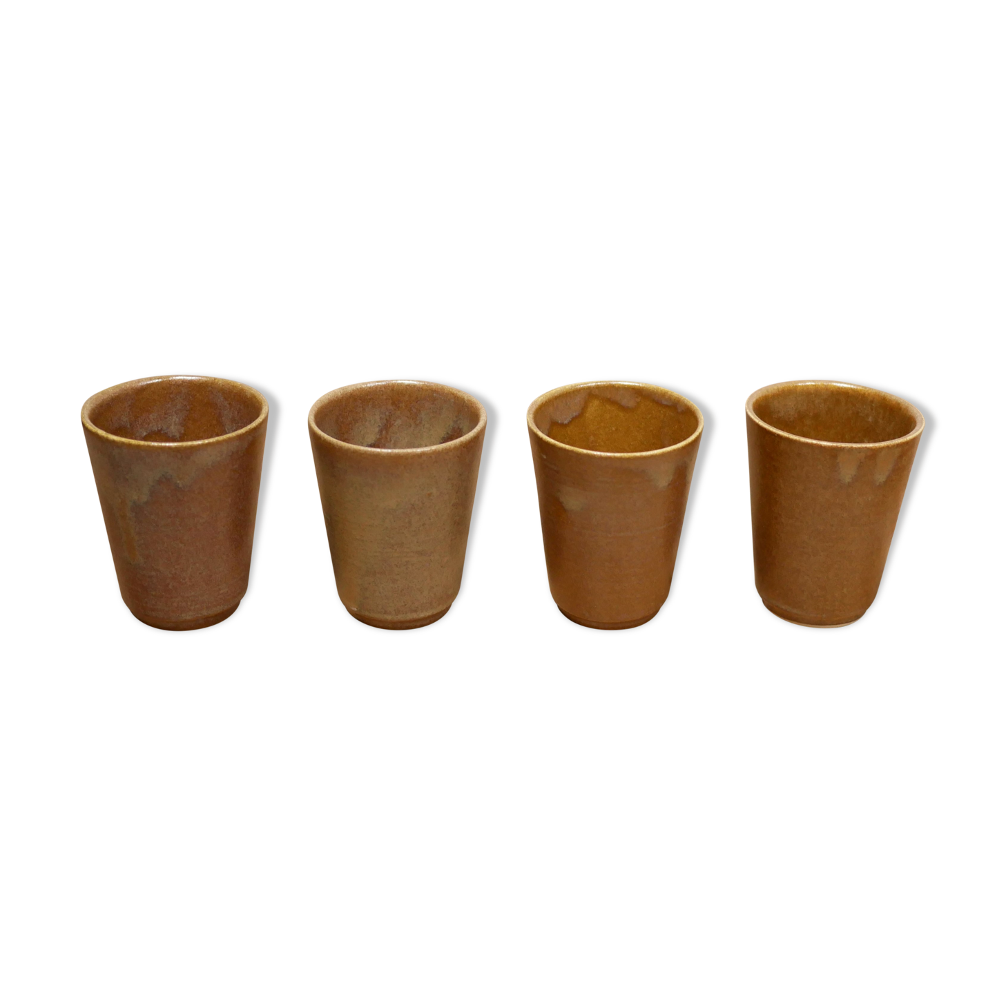 Series of 4 vintage stoneware glasses by the manufacture of Digoin, France