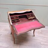 Carel Jacques-philippe Curved Sloping Desk In Louis XV Period Marquetry Stamped