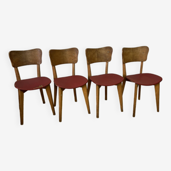 Set of 4 vintage wooden bistro chairs