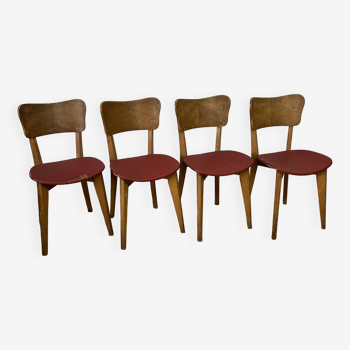 Suite de 4 chaises bistrot en bois vintage
