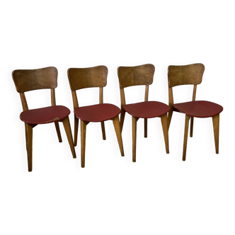 Set of 4 vintage wooden bistro chairs