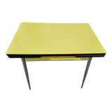 Yellow formica table and 2 extensions 1965