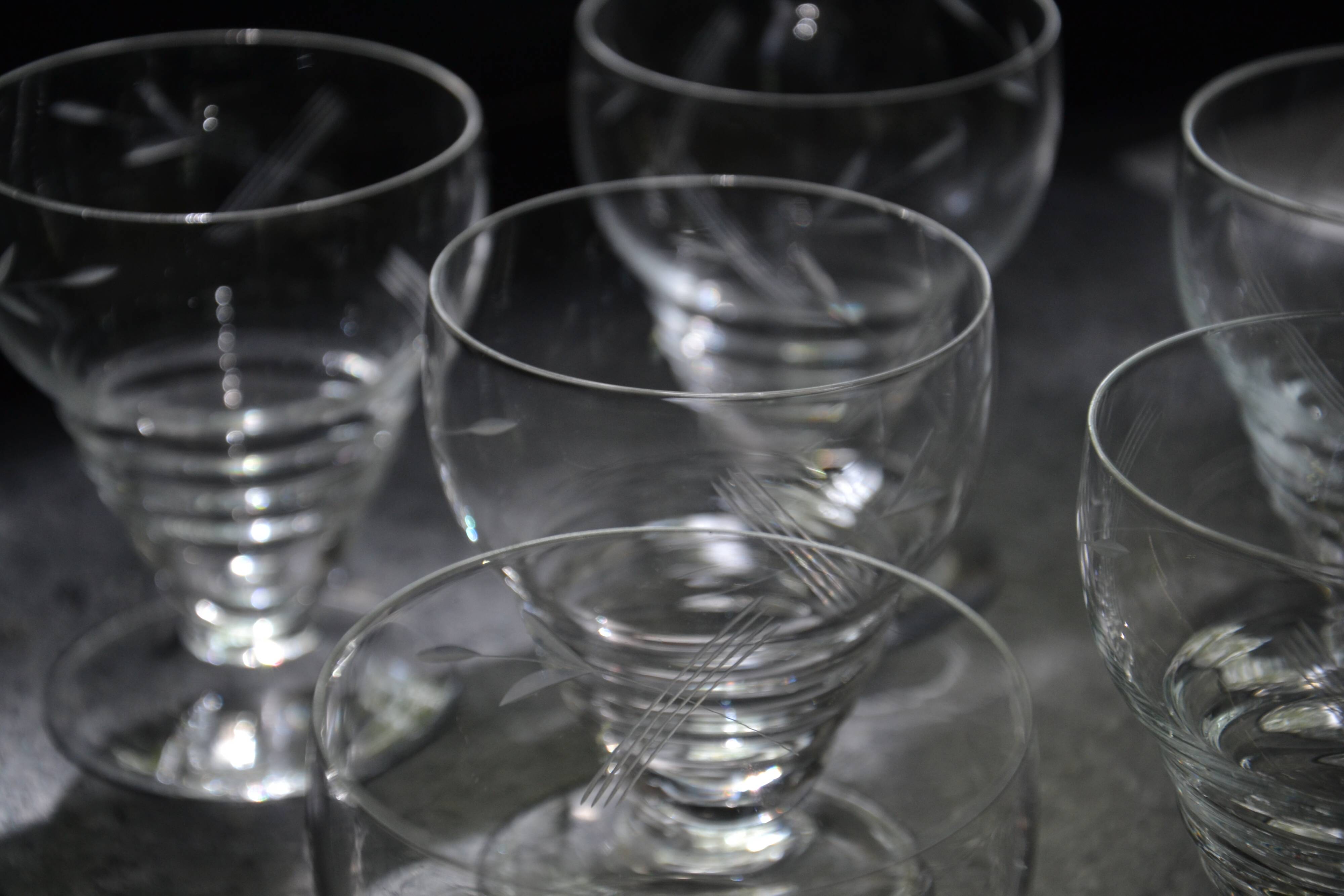 6 old champagne glasses