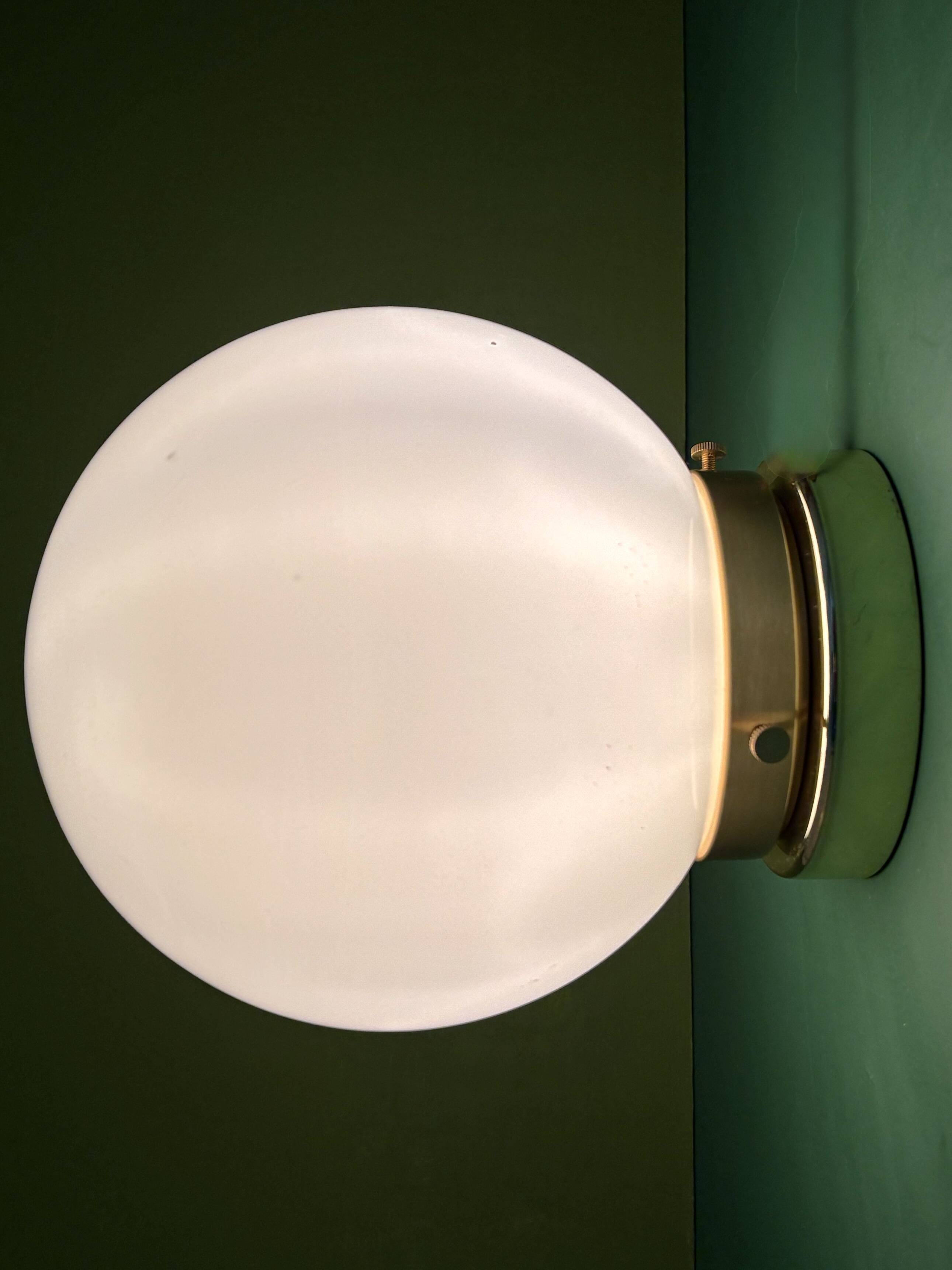 Vintage wall or ceiling light globe in white opaline.