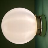 Vintage wall or ceiling light globe in white opaline.
