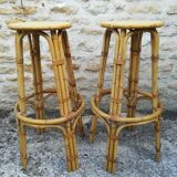 Bamboo tiki bar and two stools