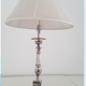 Silver metal lamp, old nineteenth electrified candle refurbished.