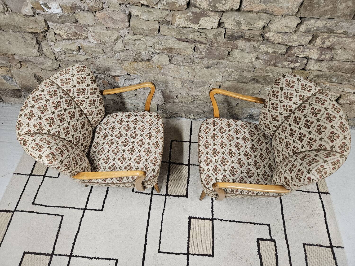 Pair of 1960 flowered armchairs