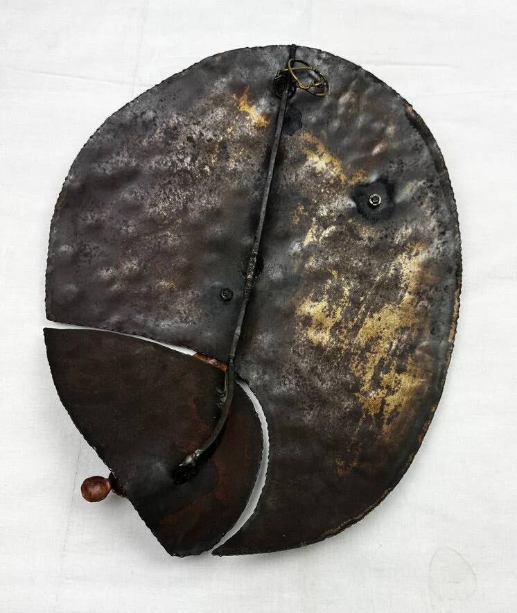 Set of brutalist wall sculptures signed B + D, circa 1965–1975.
