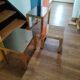 Vintage nesting table in gold metal and smoked mirror glass