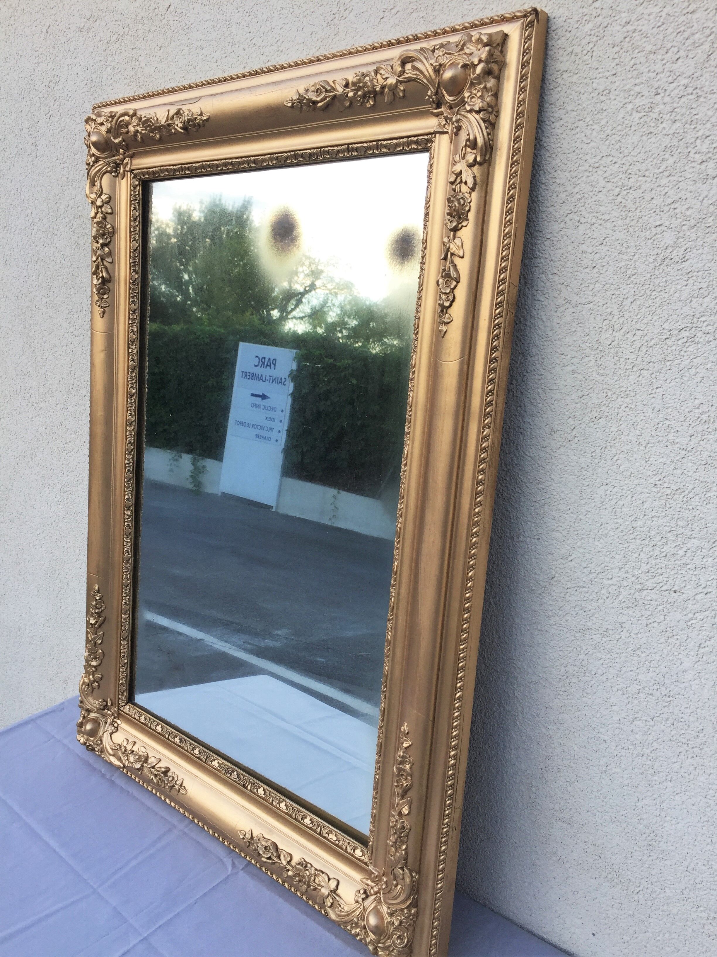 Large Mirror Baroque Wood Stucco Gilded Period XIXth Way Louis XV....