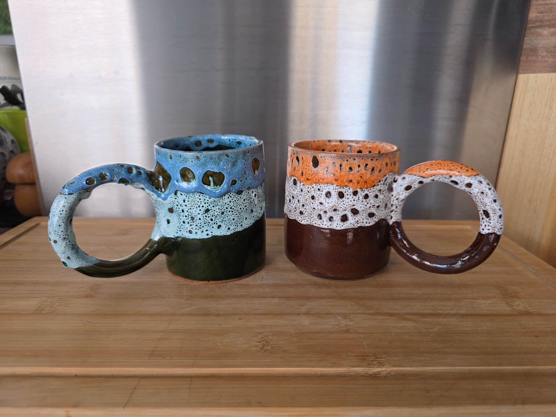 Duo de mugs artisanaux style "Fat Lava" / Vallauris