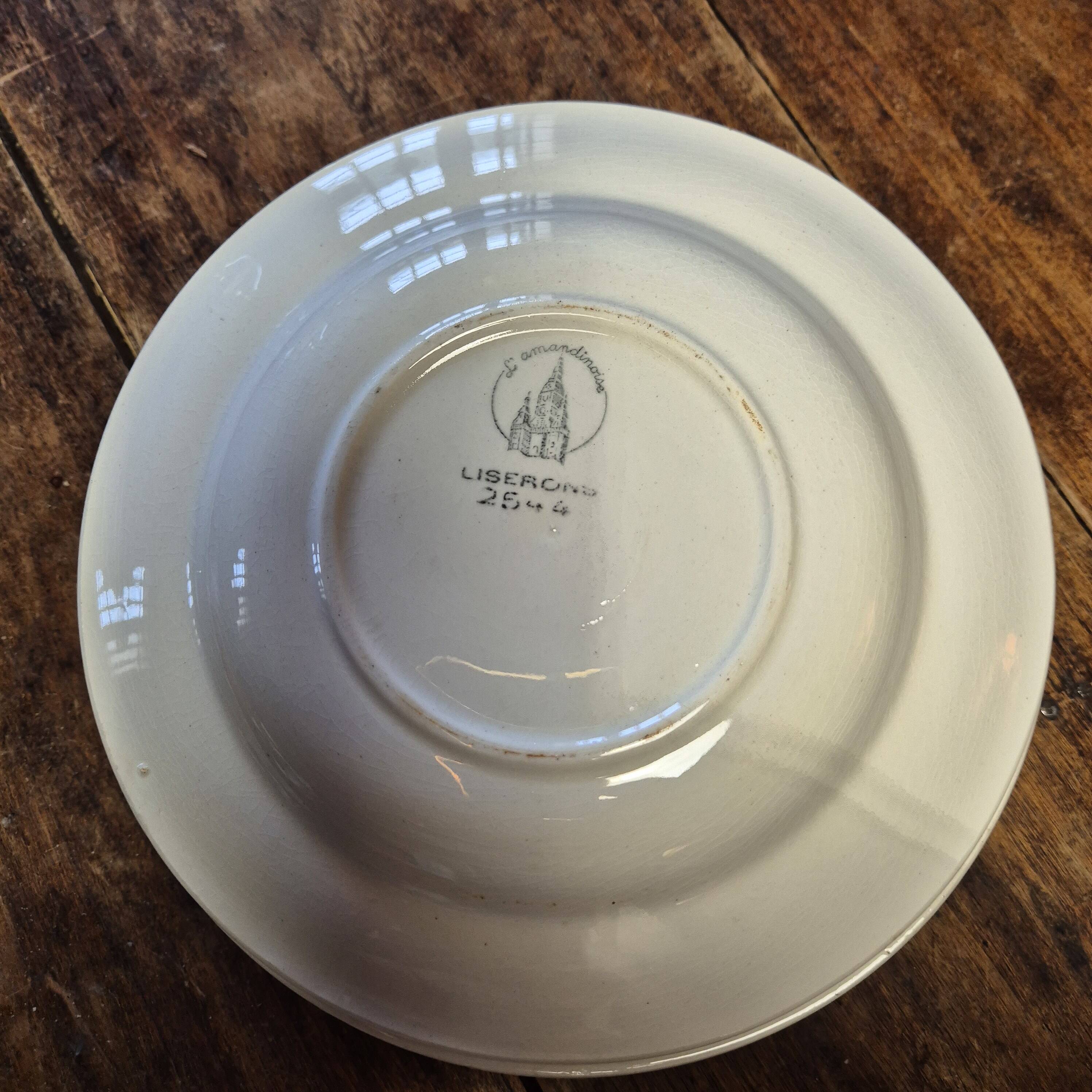 5 deep plates with green edges