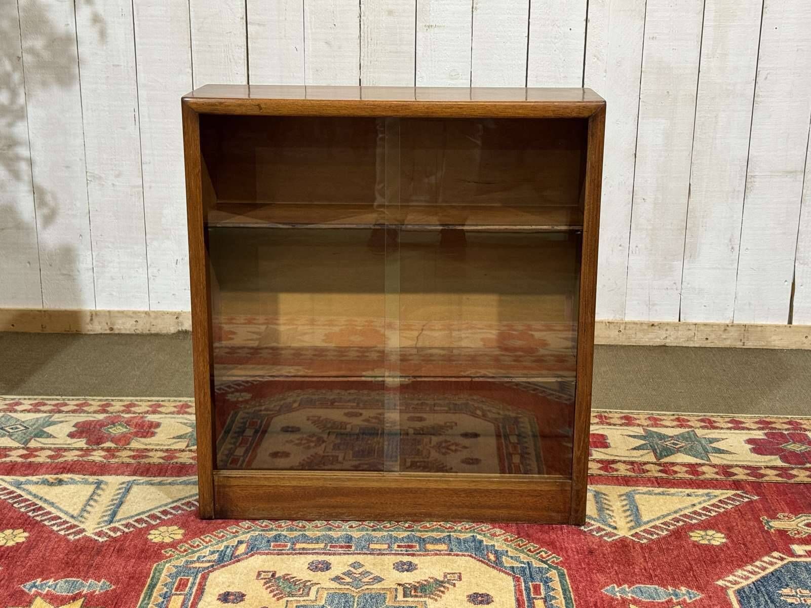 1970s walnut English display cabinet