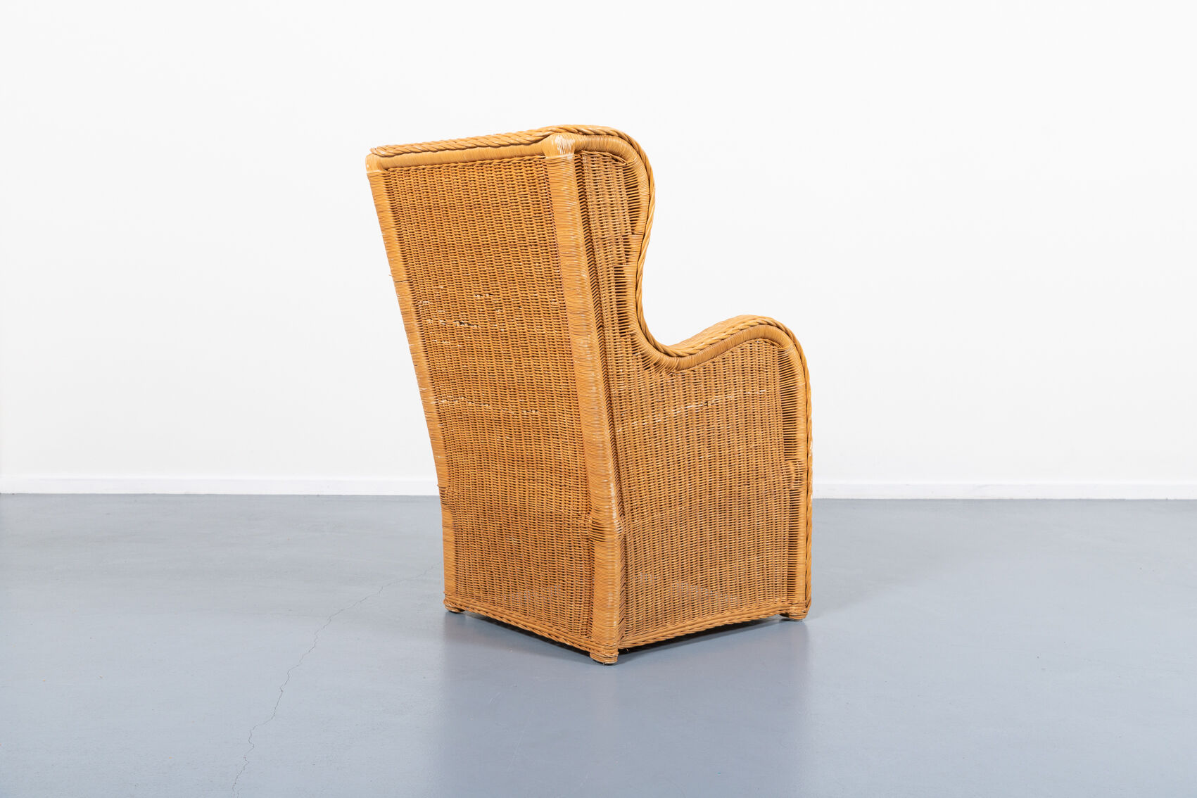 Vintage lounge armchair in wicker Italian design