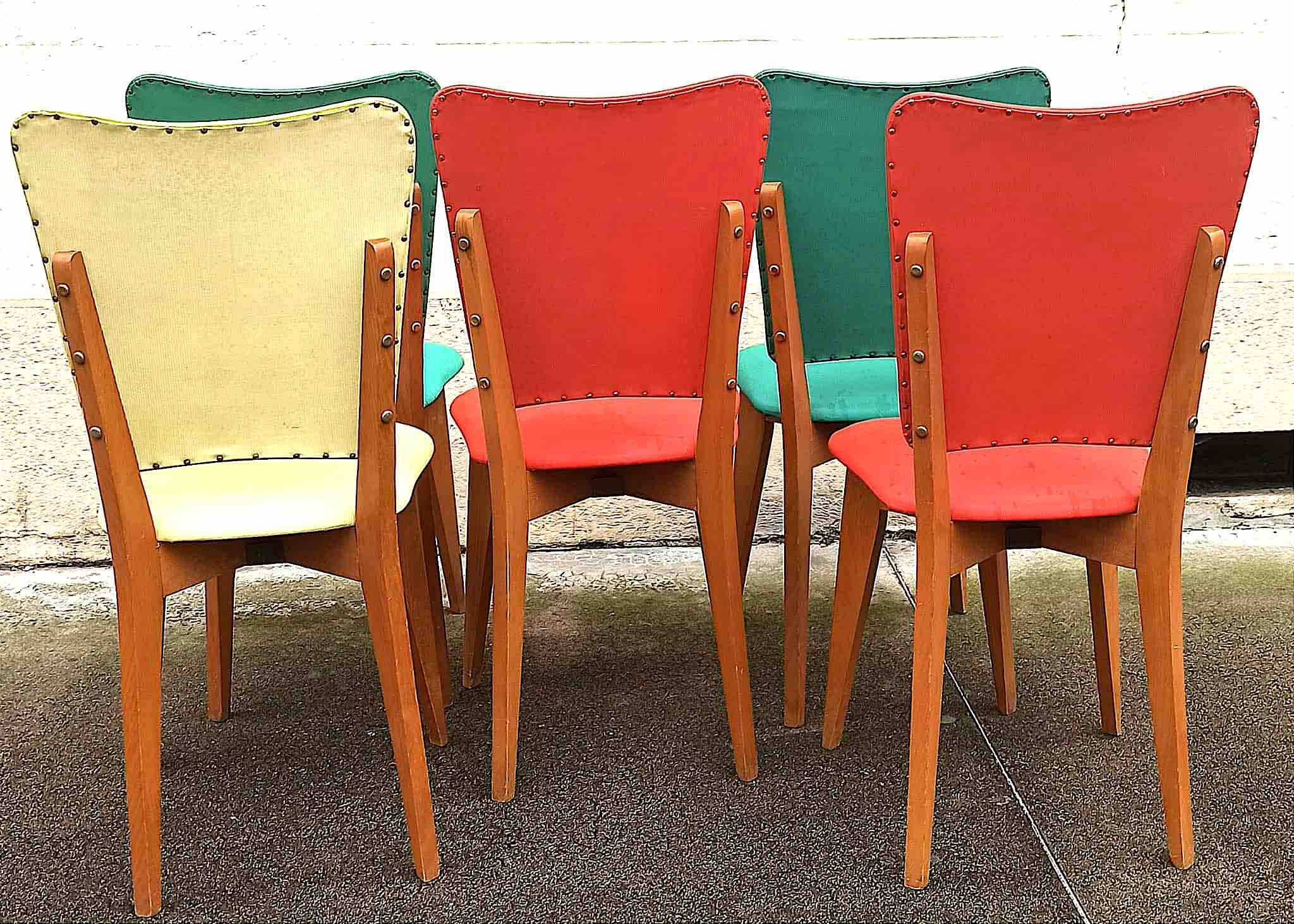 Set of 5 chairs + 1 free. 1960s.