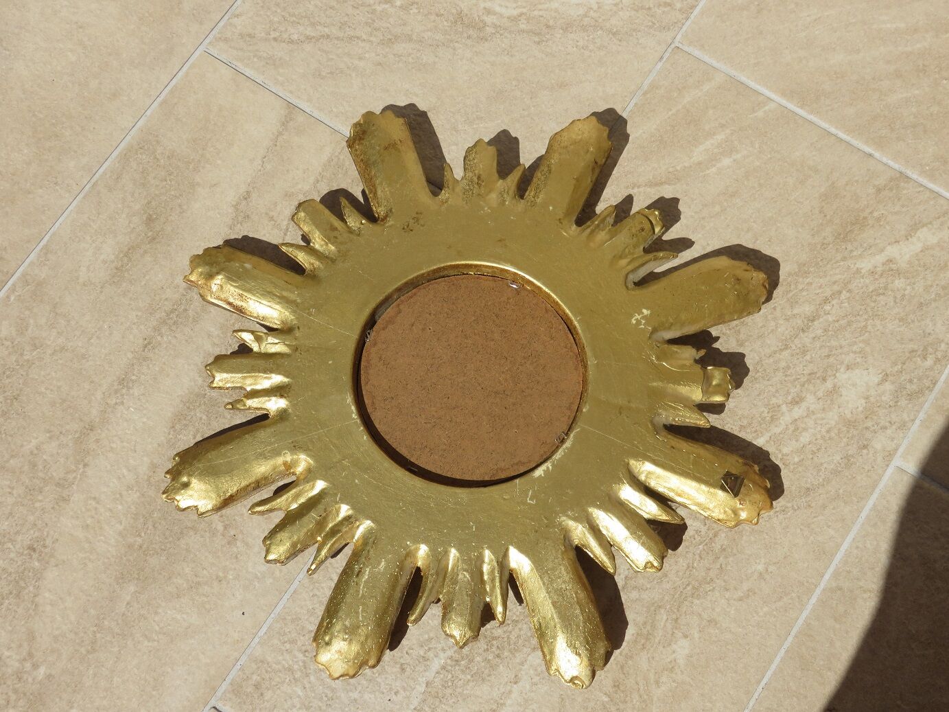 Mirror sun wood and resin 70s 45cm