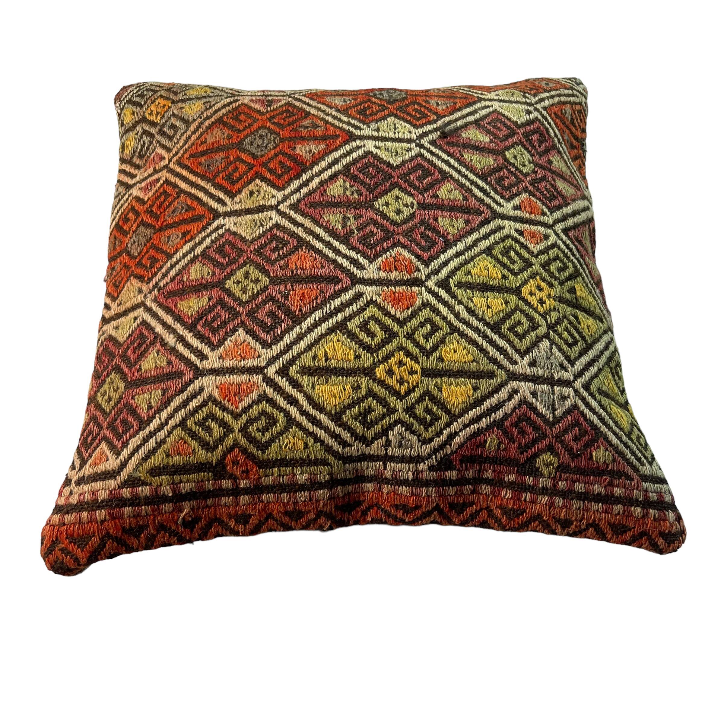VINTAGE TURKISH KILIM CUSHION COVER , 45 X 45 CM