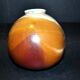 Vintage ball vase in flamed stoneware 1960 - caramel color with blue flow - signed DS