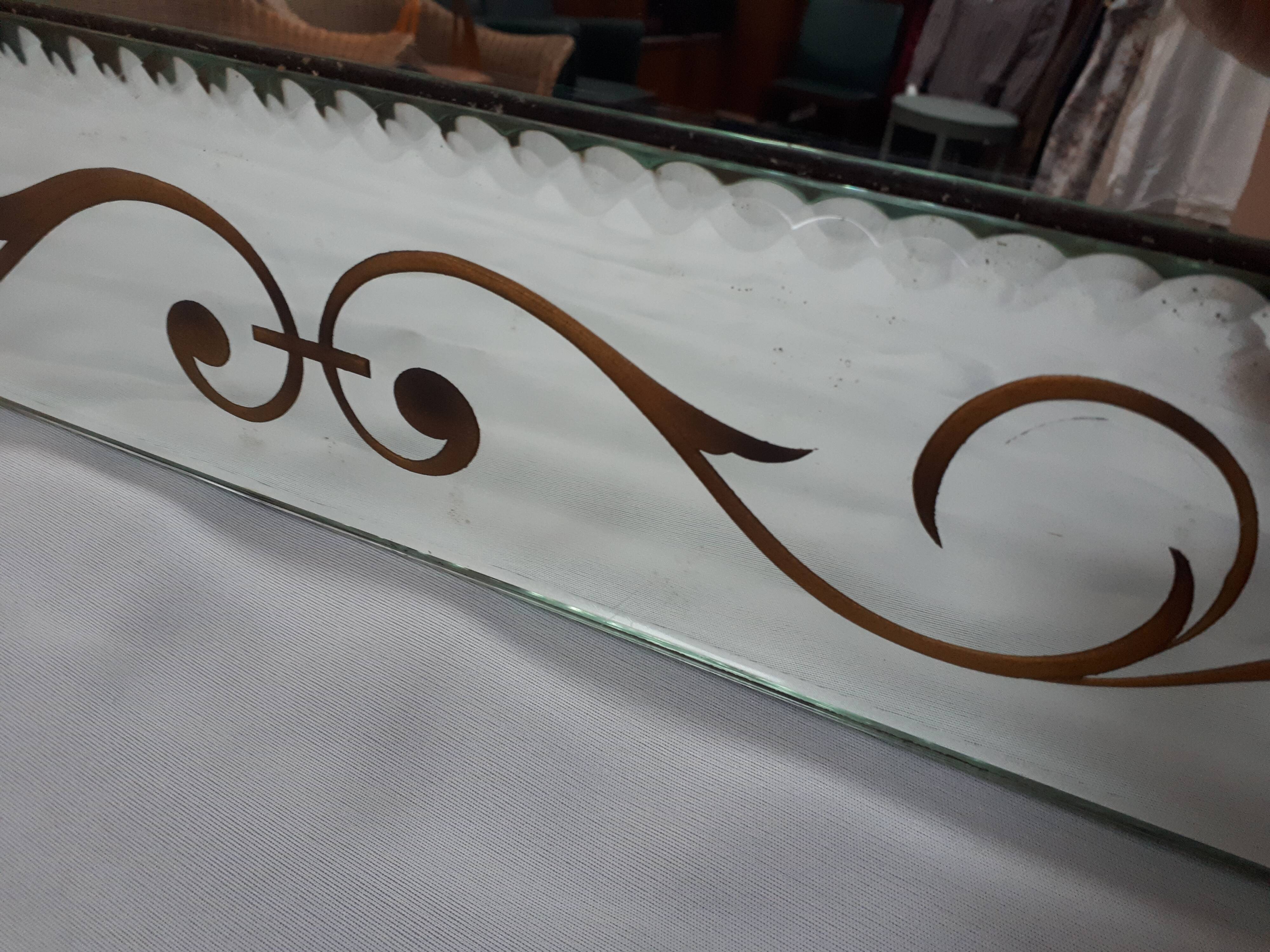 Miroir mural vintage 1950 verre églomisé