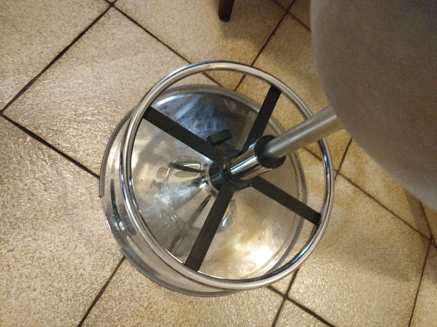 Space Age stool reupholstered, 70s-80s.