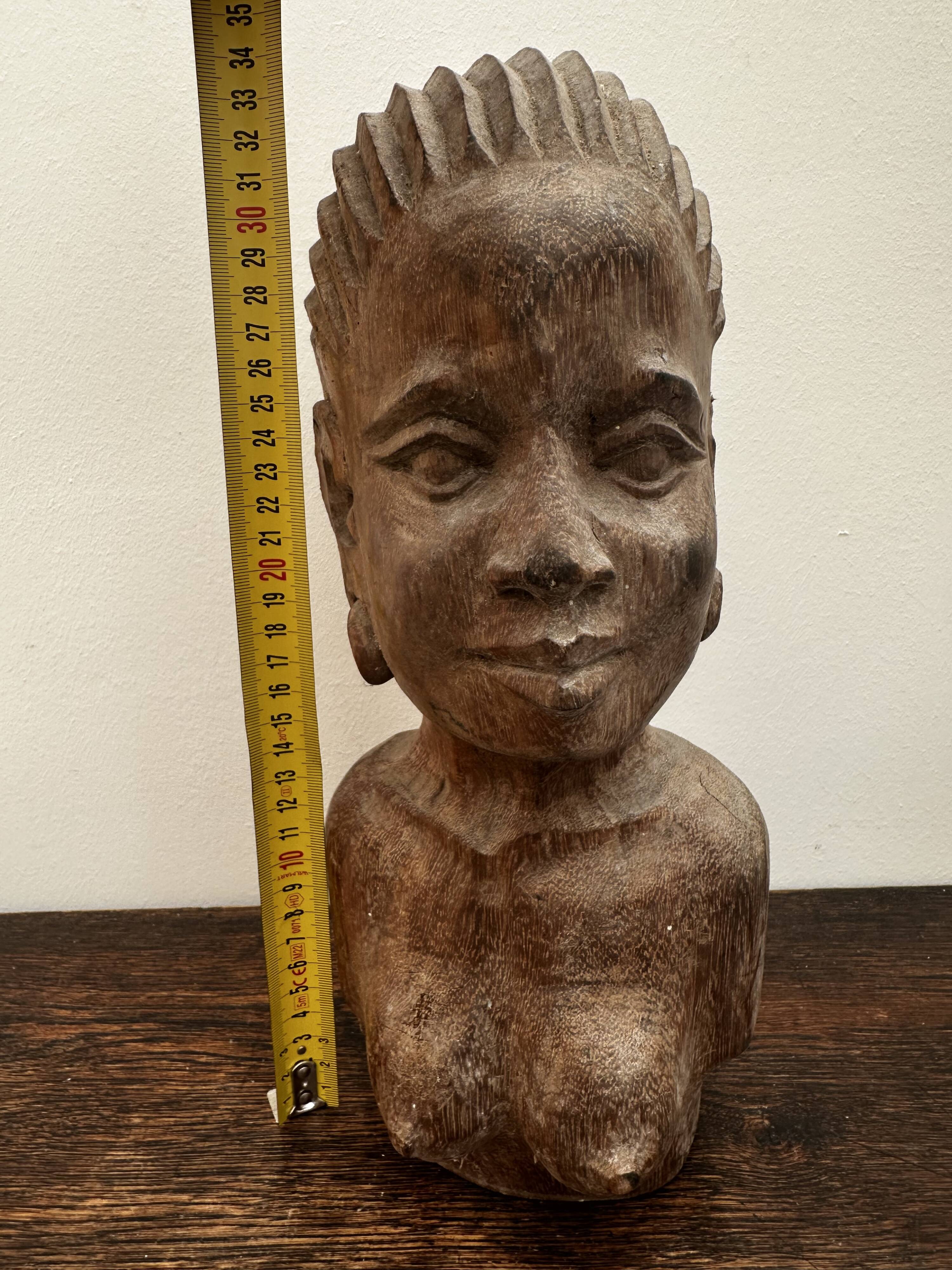African statue, wooden bust of a woman, 1920s