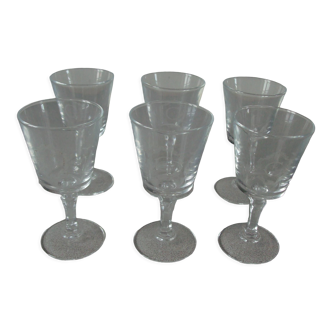 Lot de 6 anciens verres avec initiale C monogramme gravé 9,7 cm