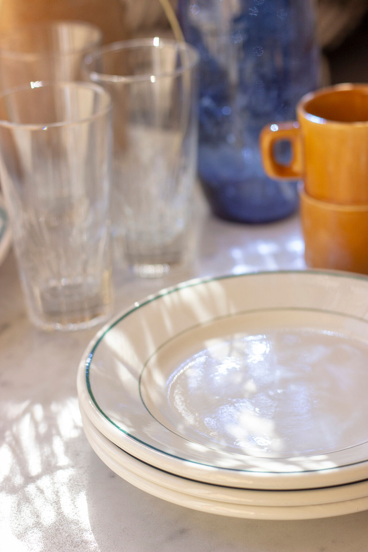 Pair of ochre yellow coffee cups