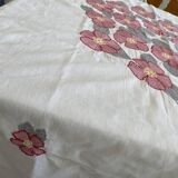 Nappe carré brodée  décor floral- coton - 150x150 cm