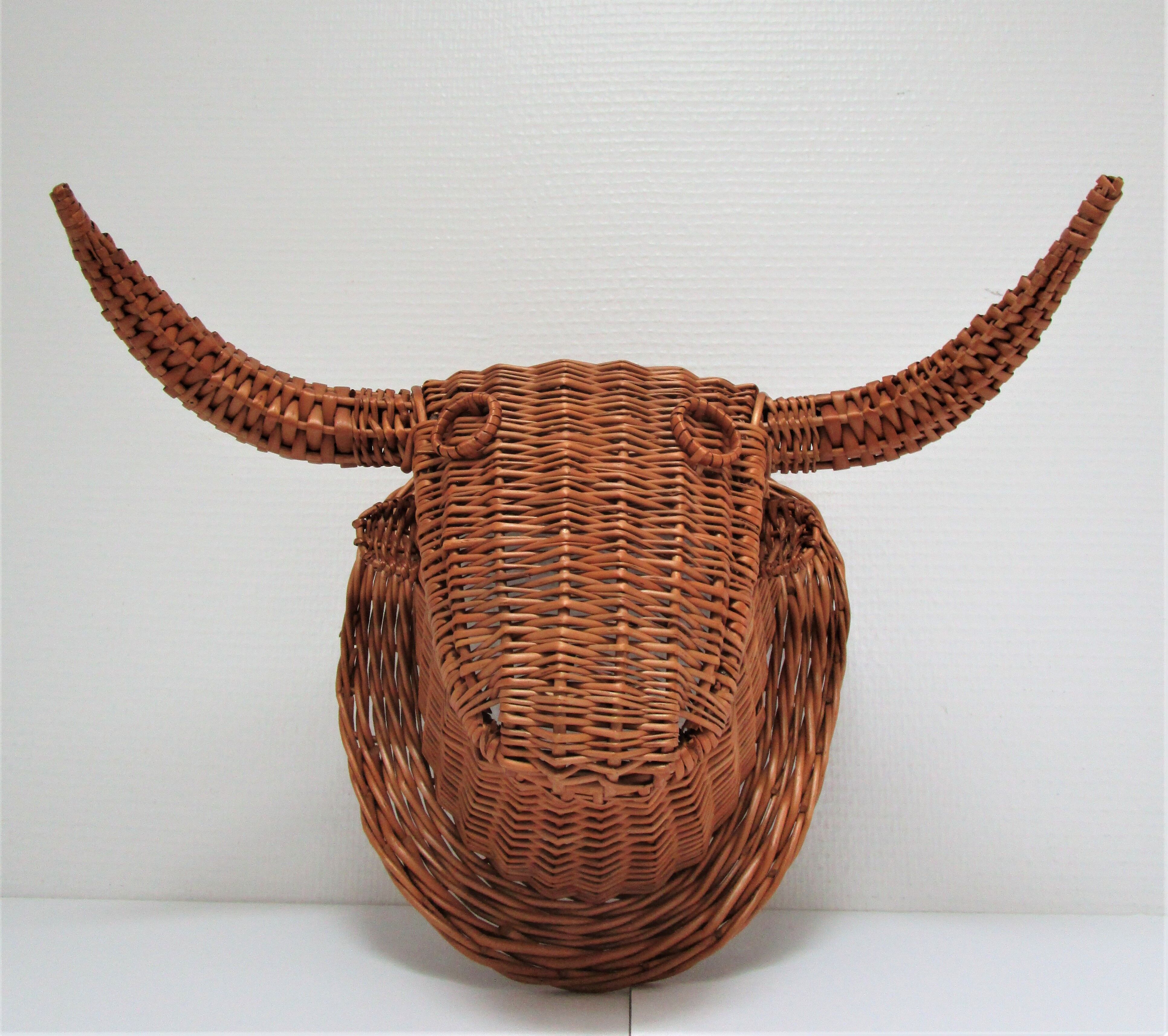 Bull head minotaur wicker vintage 60s-70s