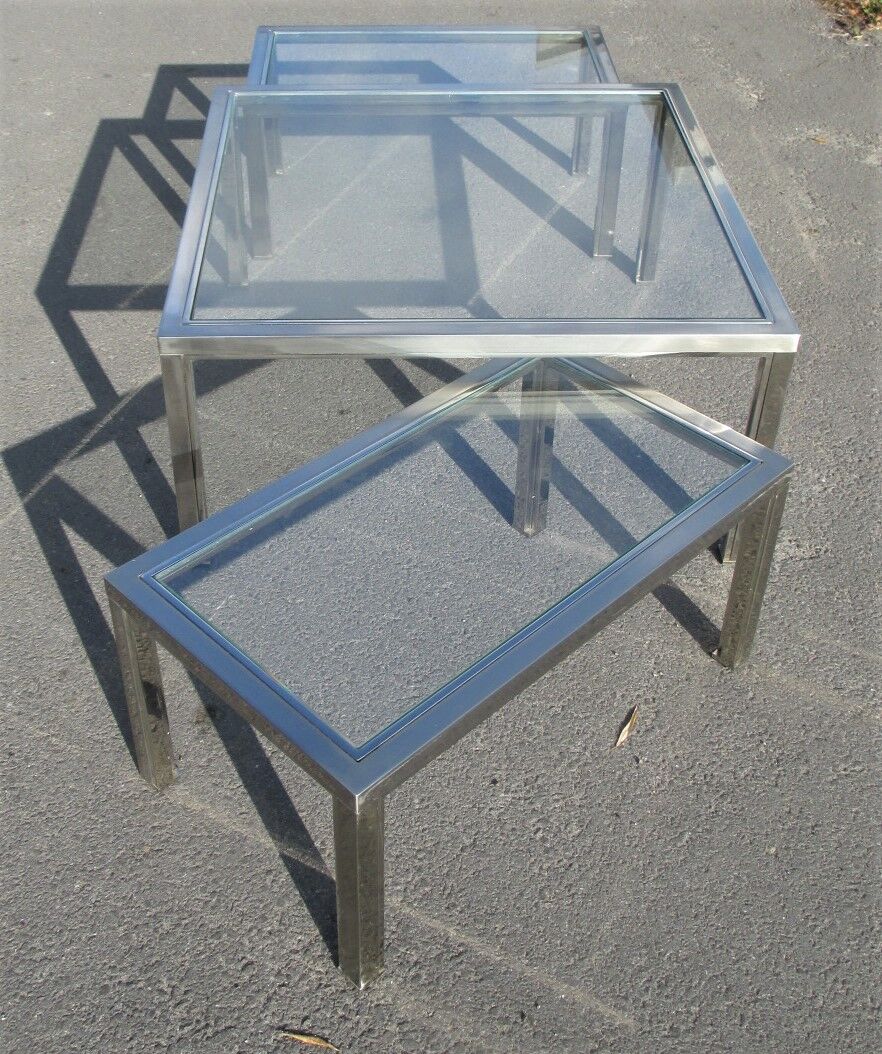 Set of three coffee table, italy, 1970s