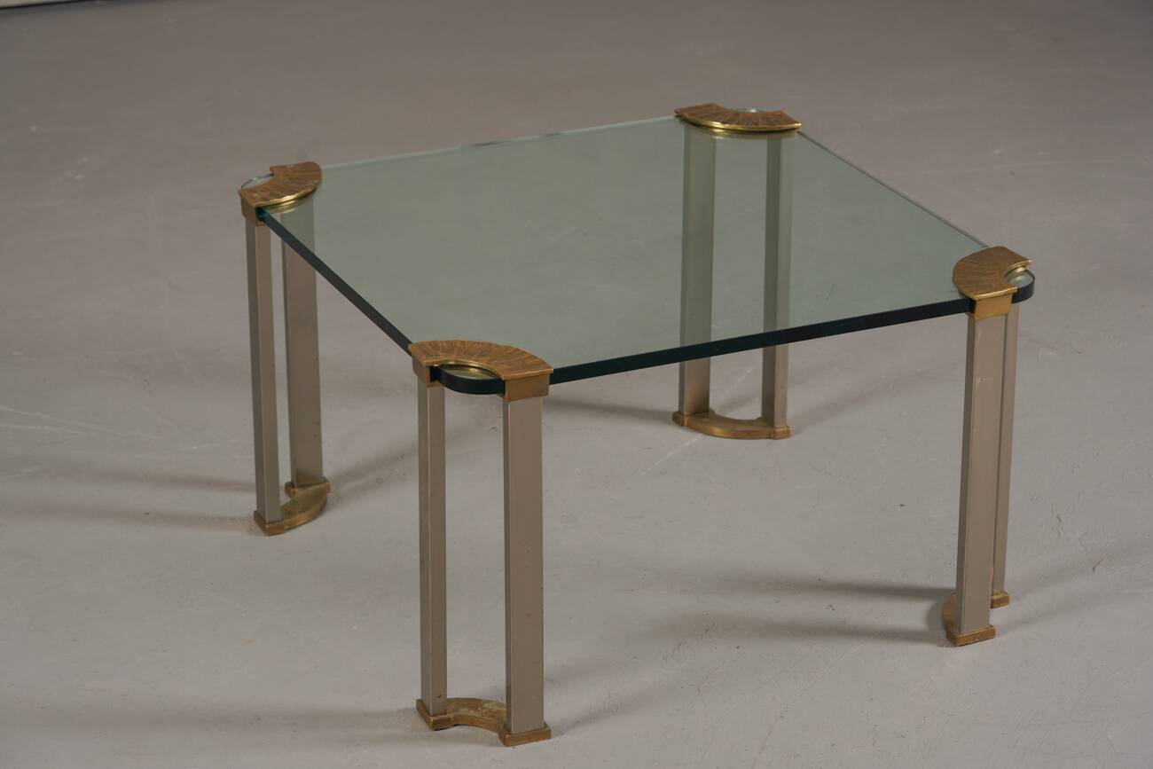 Vintage bronze and glass small coffee table by Peter Ghyczy, Germany 1970s