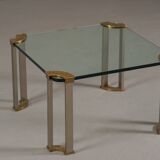 Vintage bronze and glass small coffee table by Peter Ghyczy, Germany 1970s