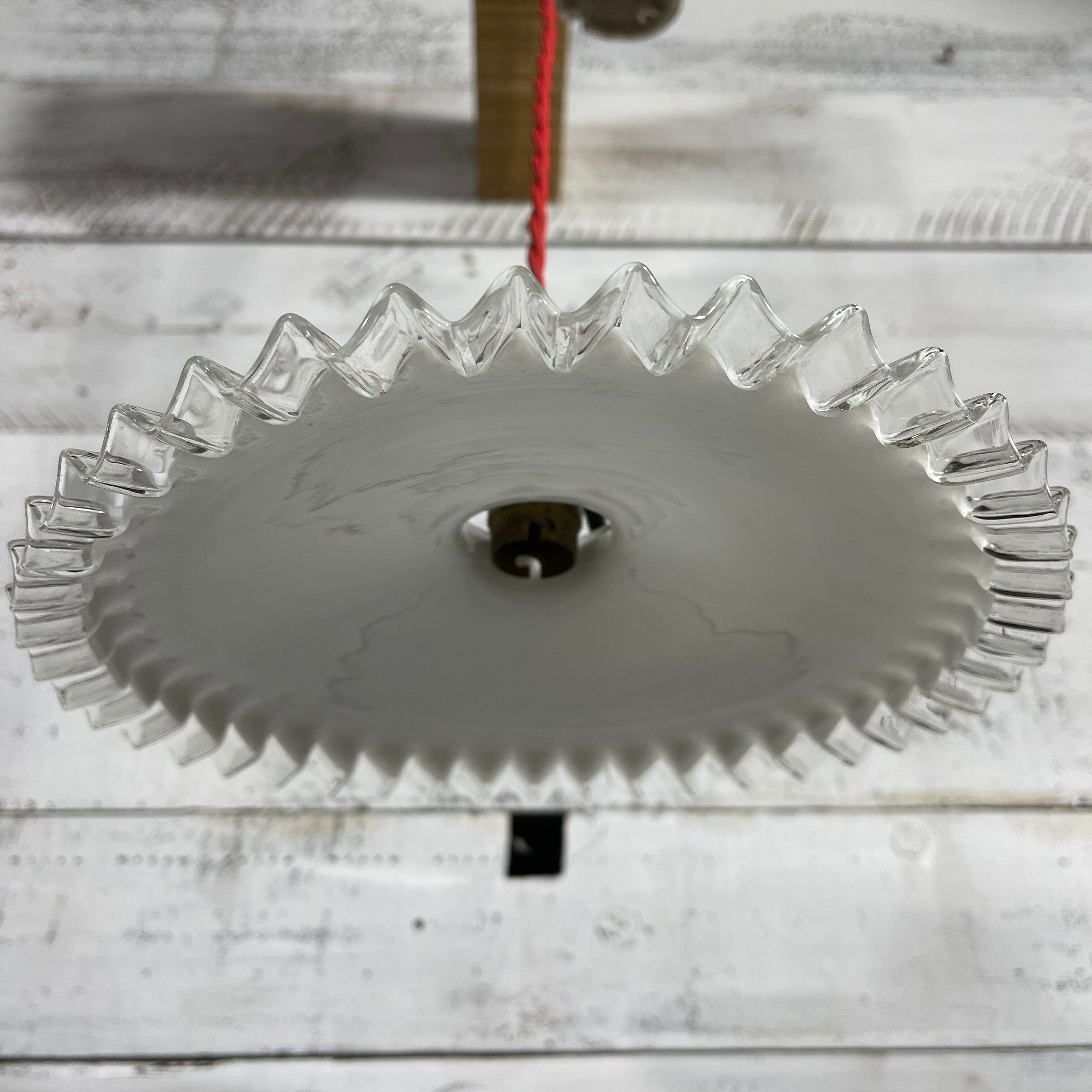 Opaline suspension pleated red cord