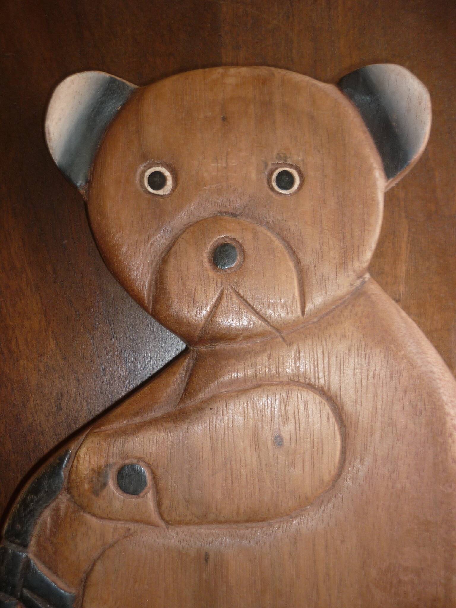 Vintage wooden bicycle bear coat rack
