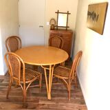 Table set and 4 rattan chairs