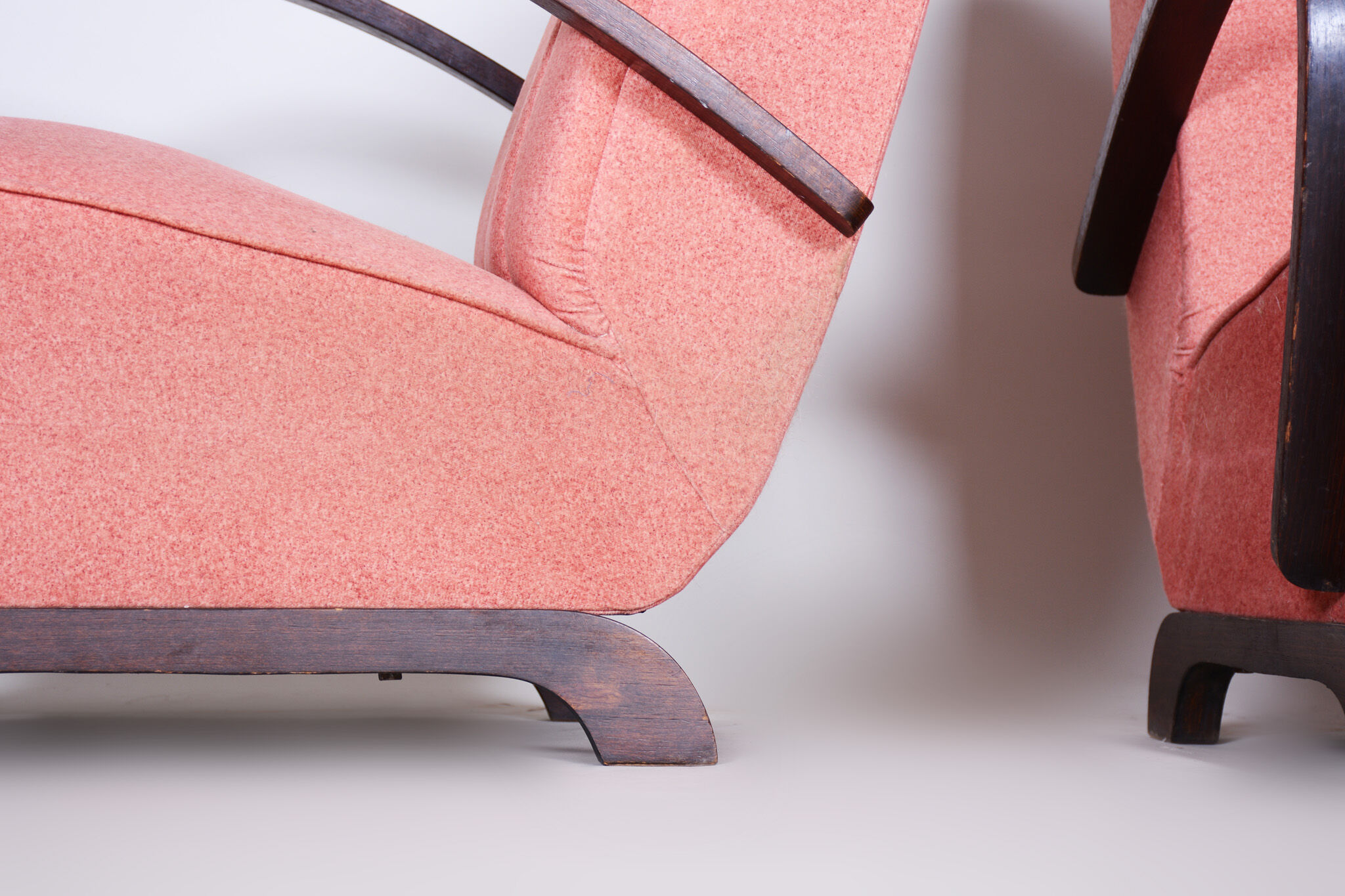 2 pink art deco armchairs 1930s czechia