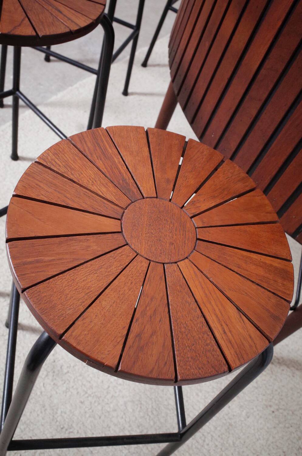Sika Møbler vintage Bar mit 4 Barhocker aus Teak