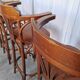 Set of 6 Vintage Bentwood Bar Stool Set: Brown Leather Seat, Nailhead Trim