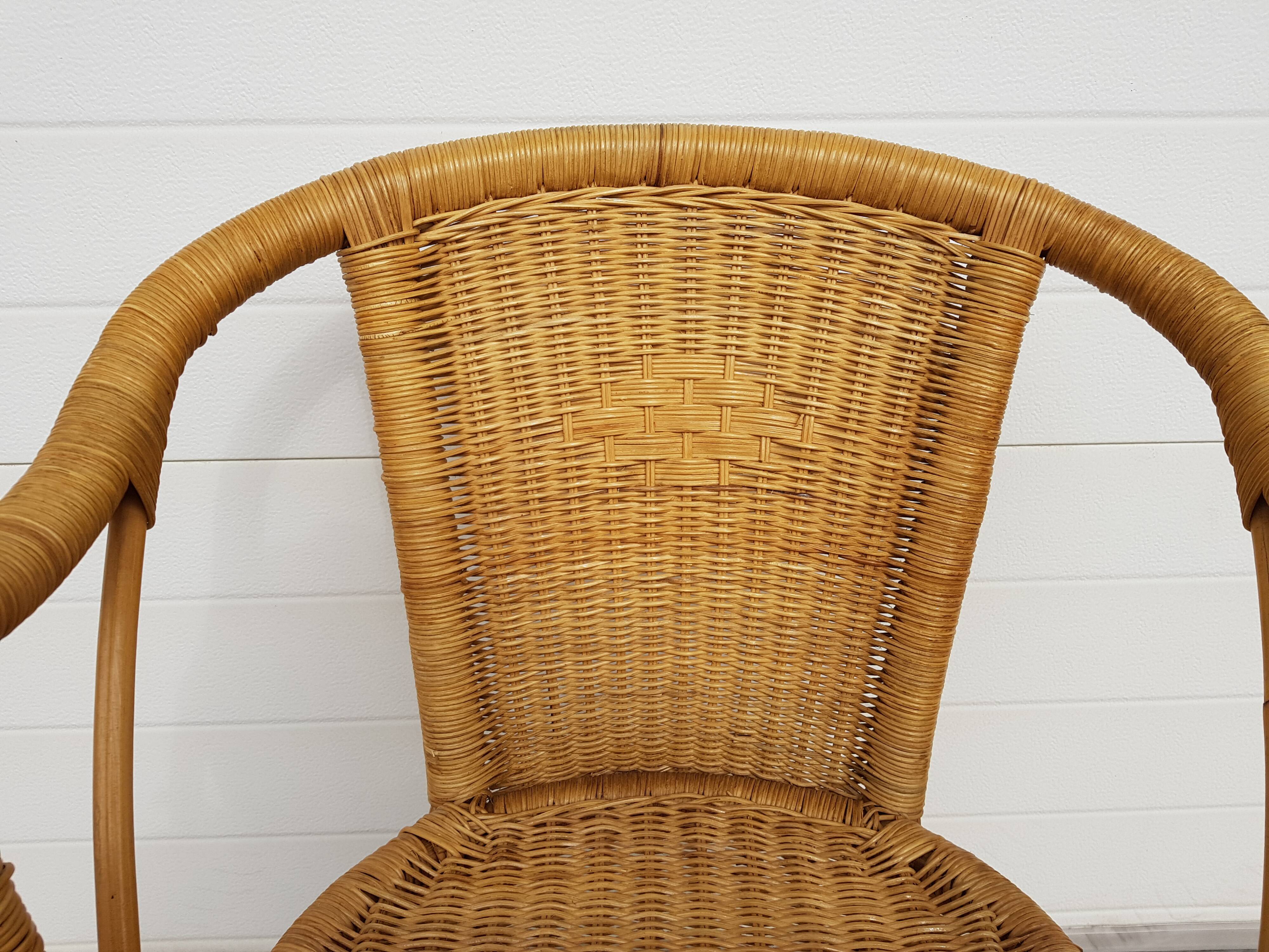 Old chair in Osier and Bamboo 60s