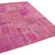 Hand-knotted oriental overdyed 173 cm x 240 cm pink patchwork carpet